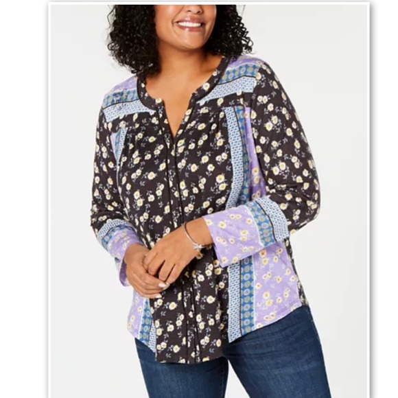 Style & Co Tops - Style & Co Macys Plus Crochet Mix Floral Print Top Style & Co Tops - Style & Co Macys Plus Crochet Mix Floral Print Top